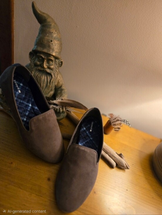 Birdies Shoes - Birdies  Suede Slip-Ons with Blue Plaid Insole